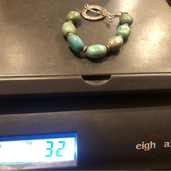Genuine Turquoise & Sterling Silver 925 Bracelet- Artisan made.  Toggle closure - Picture 13 of 13